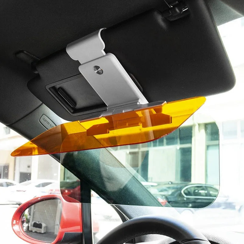 Anti-glare car sun visor with telescopic adjustment and acrylic lens