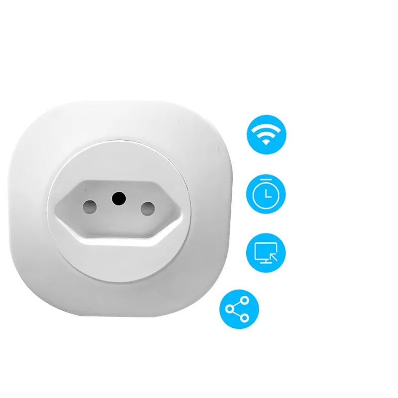 White smart socket plug with WiFi connectivity for voice control, showing EU-style prongs