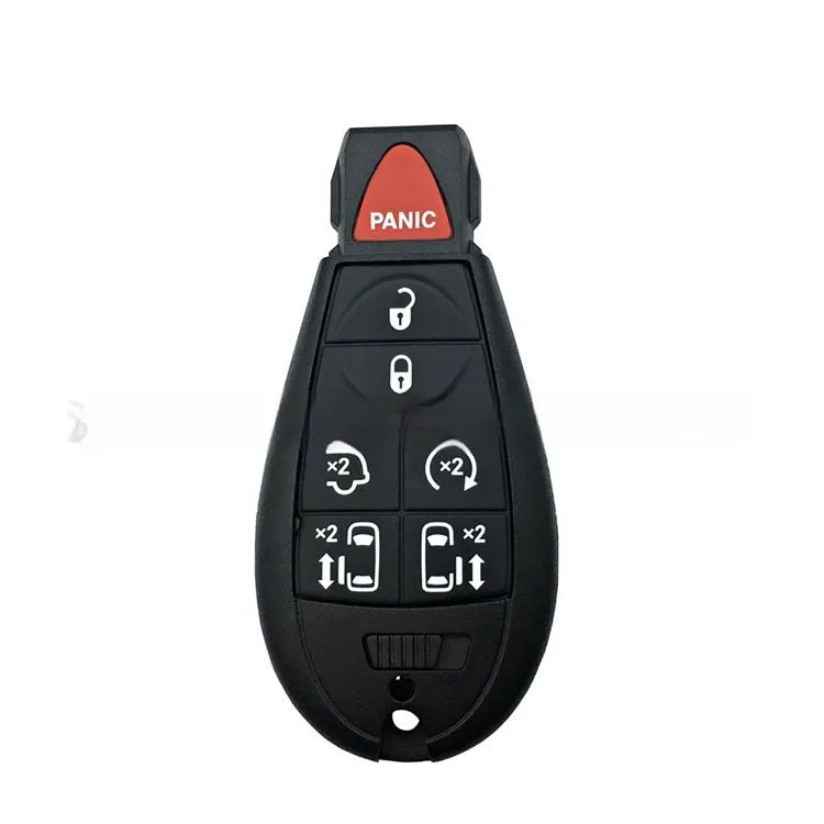 Chrysler Dodge smart key replacement shell in ABS brass and nylon, dimensions 85mm by 42mm by 15mm.