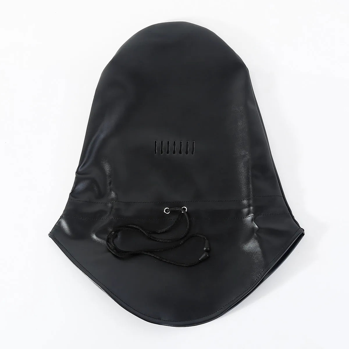 Black PU leather adjustable breathable mask for adult bondage and training scenarios