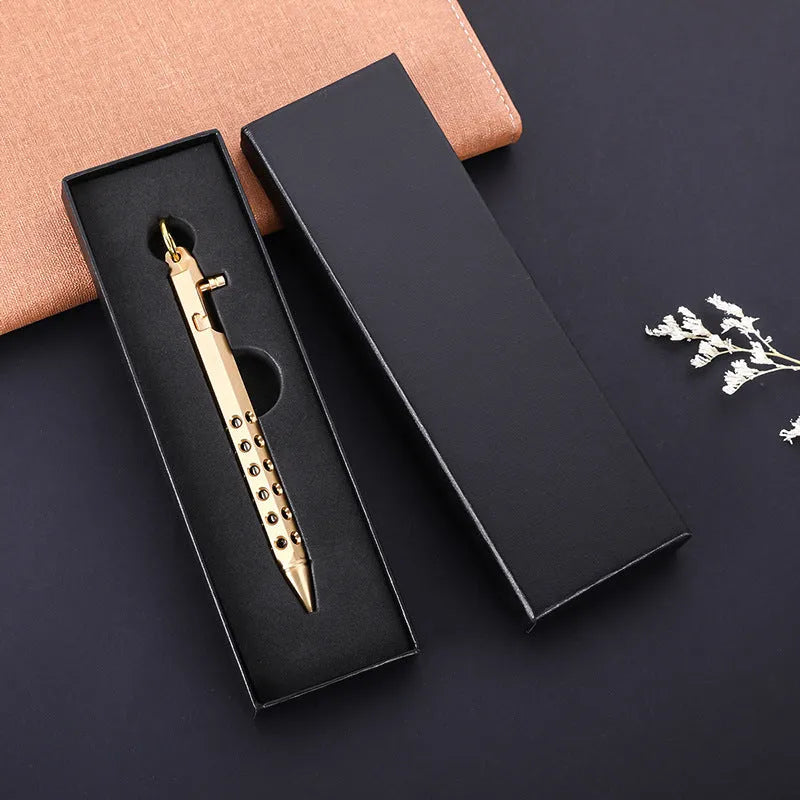 Brass hexagonal rollerball pen with 0.5mm tip and six-angle barrel design