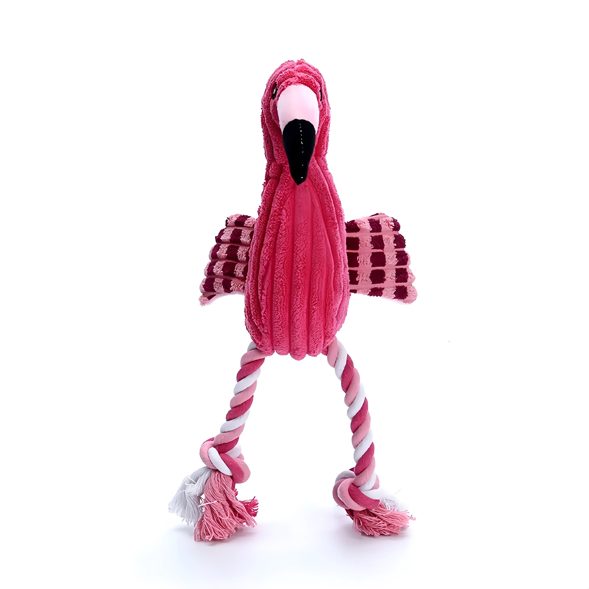 Pink animal-shaped corduroy squeaky dog toy for small and large breeds