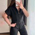 Casual short sleeve polyester top in loose fit available in white, black and yellow colours