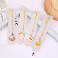 Jane Lime metal cat bookmark with food-themed designs including Strawberry Cake Cat and Cherry Sleeping Cat