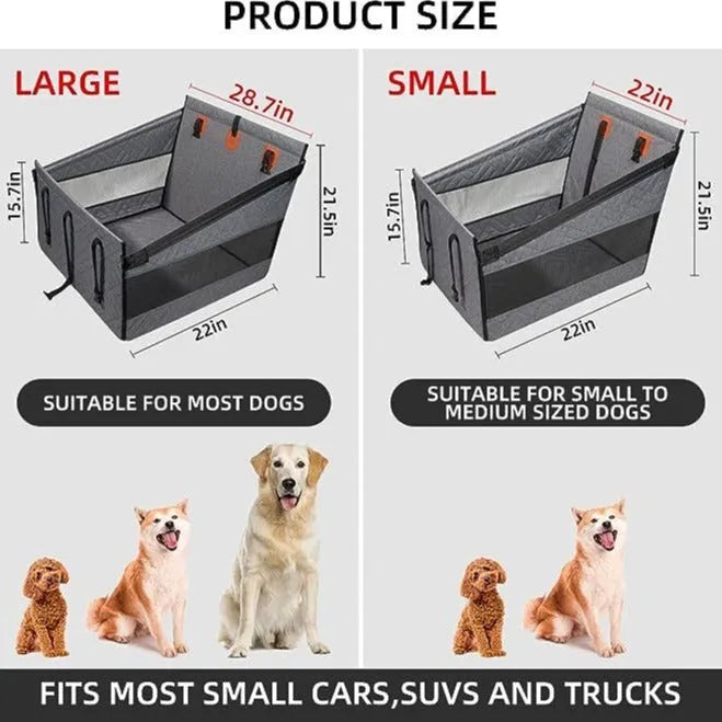 Grey waterproof cloth dog bed measuring 56cm with raised cushion design for indoor floor use