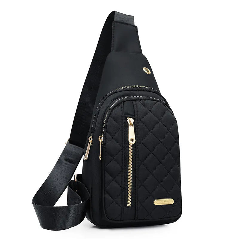 Oxford cloth sports crossbody chest bag with plaid pattern in multiple colour options
