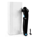 Black folding cordless electric body shaver for women on a white background.