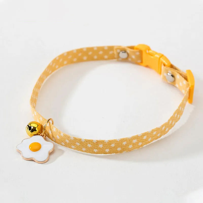 Adjustable cat collar with metal bell pendant and bow tie for small dogs
