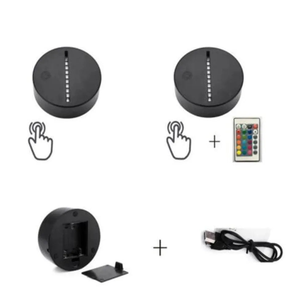 Panda-shaped acrylic night light with remote control on a black ABS base