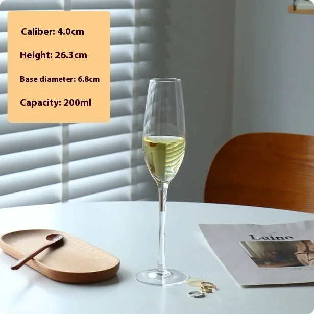 Six French champagne glasses with beaded decoration in various crystal colour finishes