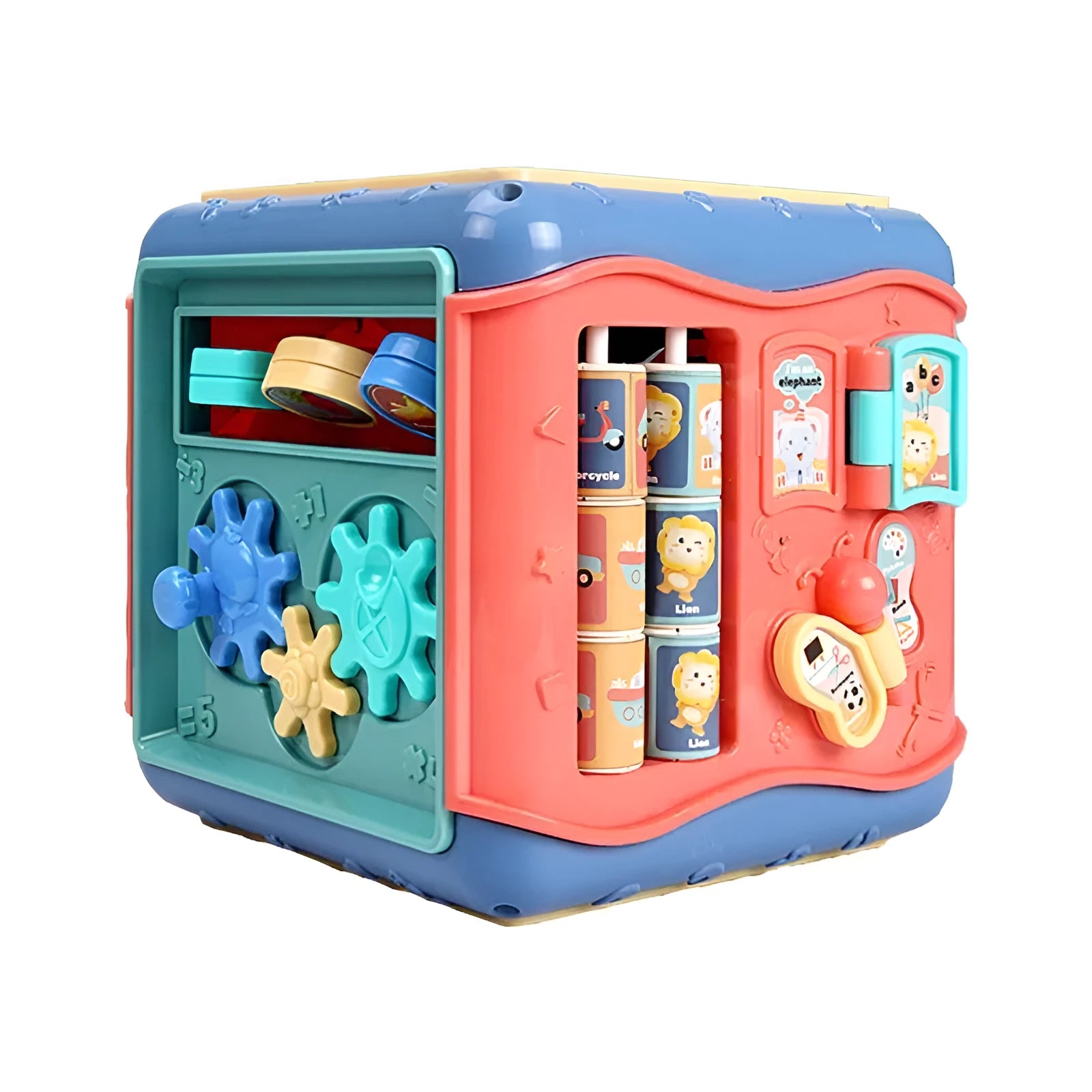 Baby educational hexahedron cube toy with bead maze and shape sorting activities