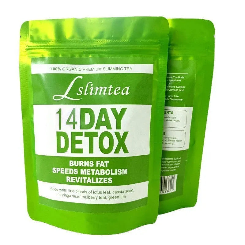 14-day herbal detox tea with 42g total content and 14 individual 3g sachets