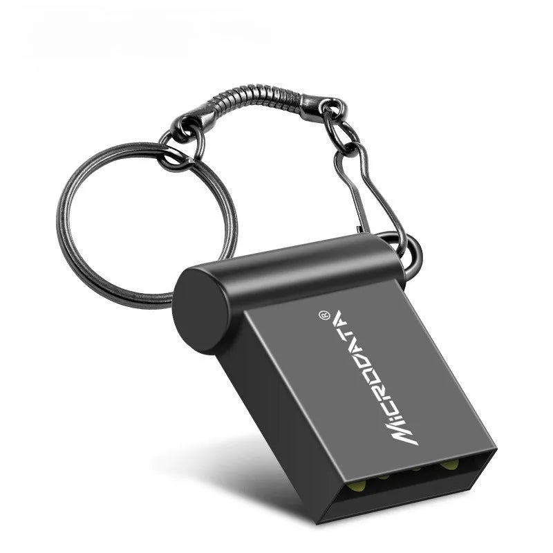 Silver car-shaped metal USB drive on chain necklace for portable storage