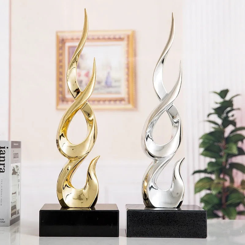 Plastic resin high-rise festival decoration in bright gold colour with modern minimalist design