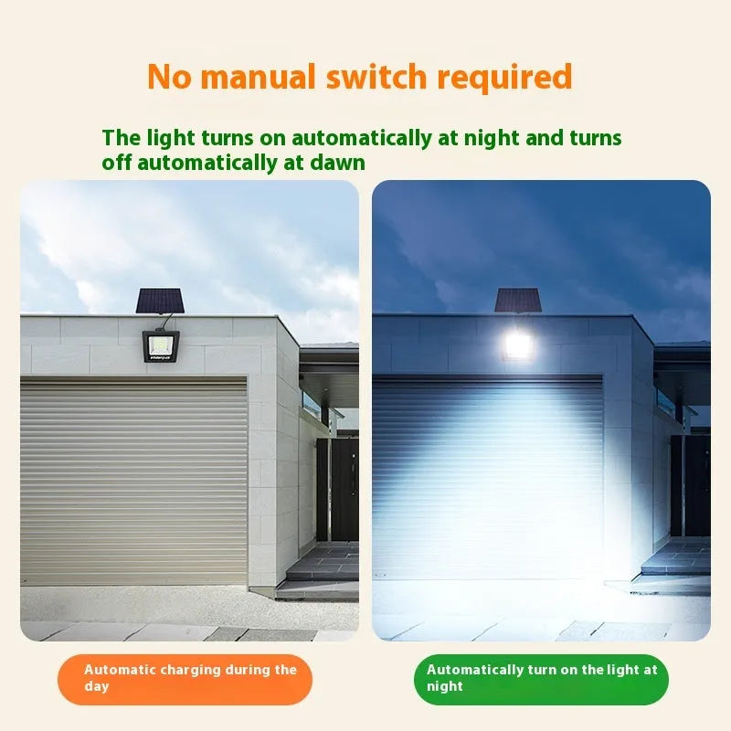 A waterproof IP65-rated solar-powered LED light for outdoor courtyards and gardens.