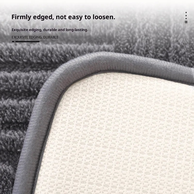 Solid colour woven polyester fibre bathroom non-slip floor mat in beige, square shape, 40x60cm