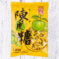 Bag of mixed hard candies in plum, guava, and tangerine peel flavours, total weight 1055g.