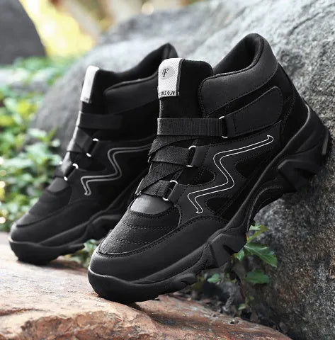 Men's black leather lace-up shoes with traditional design