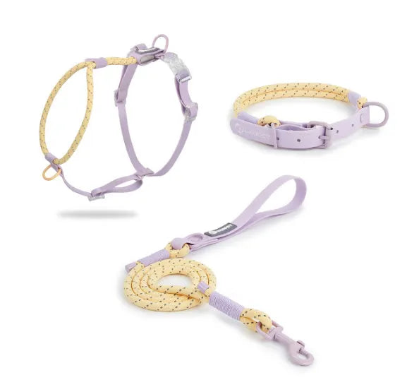 Solid colour PVC dog hand holding rope leash in Dark Red Purple Yellow or Taoyao Green.