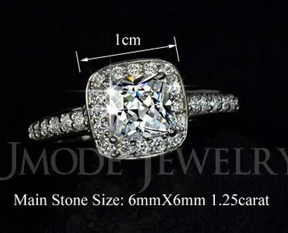 Real diamond ring in 925 silver Korean edition design on white background