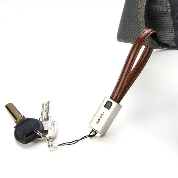 20cm leather USB C to Lightning charging cable with zinc alloy connector in black colour