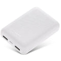 Ultra-thin black and white 10000mAh power bank showing multi USB ports and slim 22mm thickness