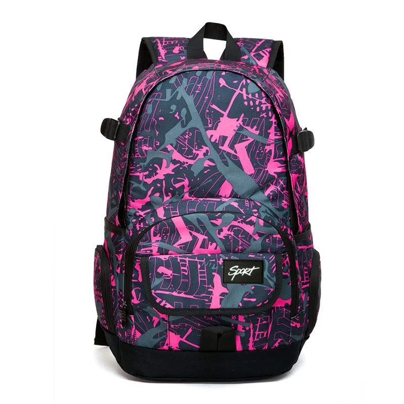 Blue classic nylon large-capacity backpack on a neutral background