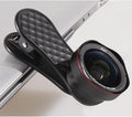 LQ-046 smartphone wide-angle and macro lens kit with universal clip and storage case in black silver