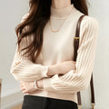 Slim fit half turtleneck shirt with sunken stripe pattern in core-spun yarn fabric
