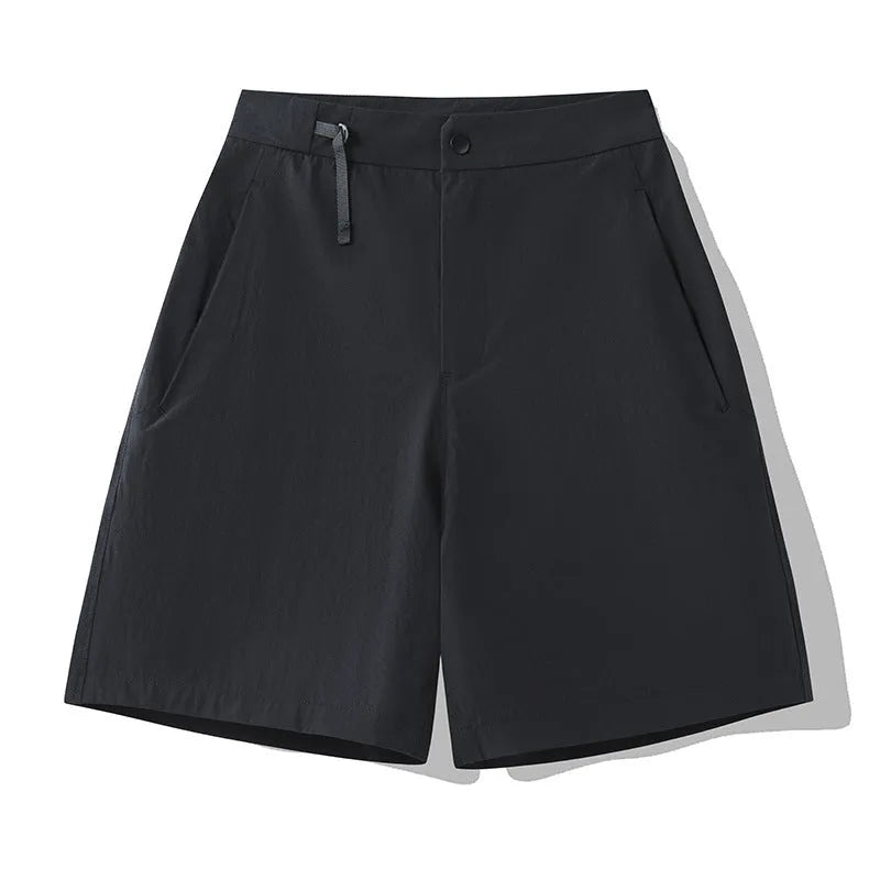 Men's quick-drying sports shorts in Army Green colour showing elastic fit and 3D cut for athletic movement.