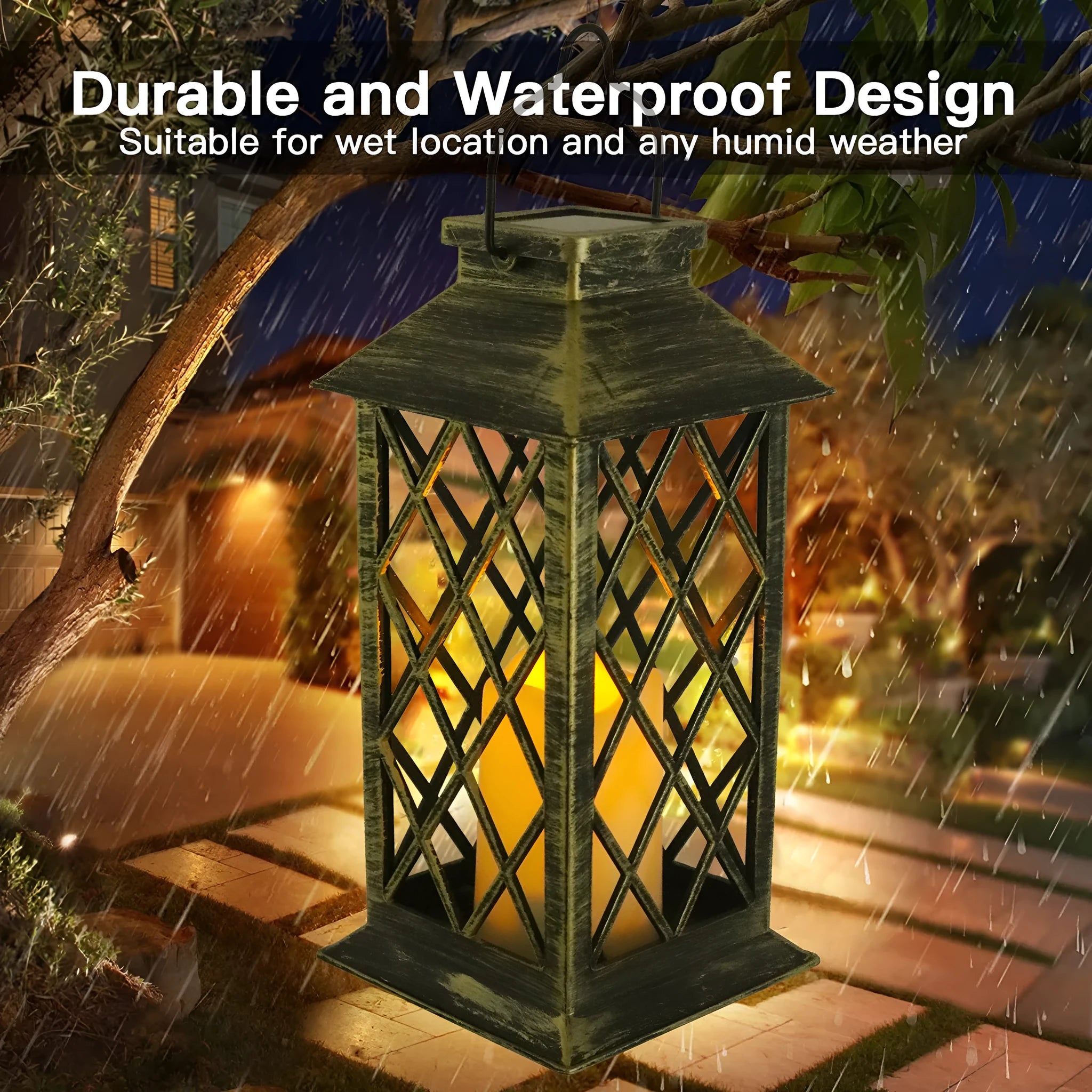 Retro European style solar garden lamp with IP44 rating and 270mm height for outdoor courtyard decoration