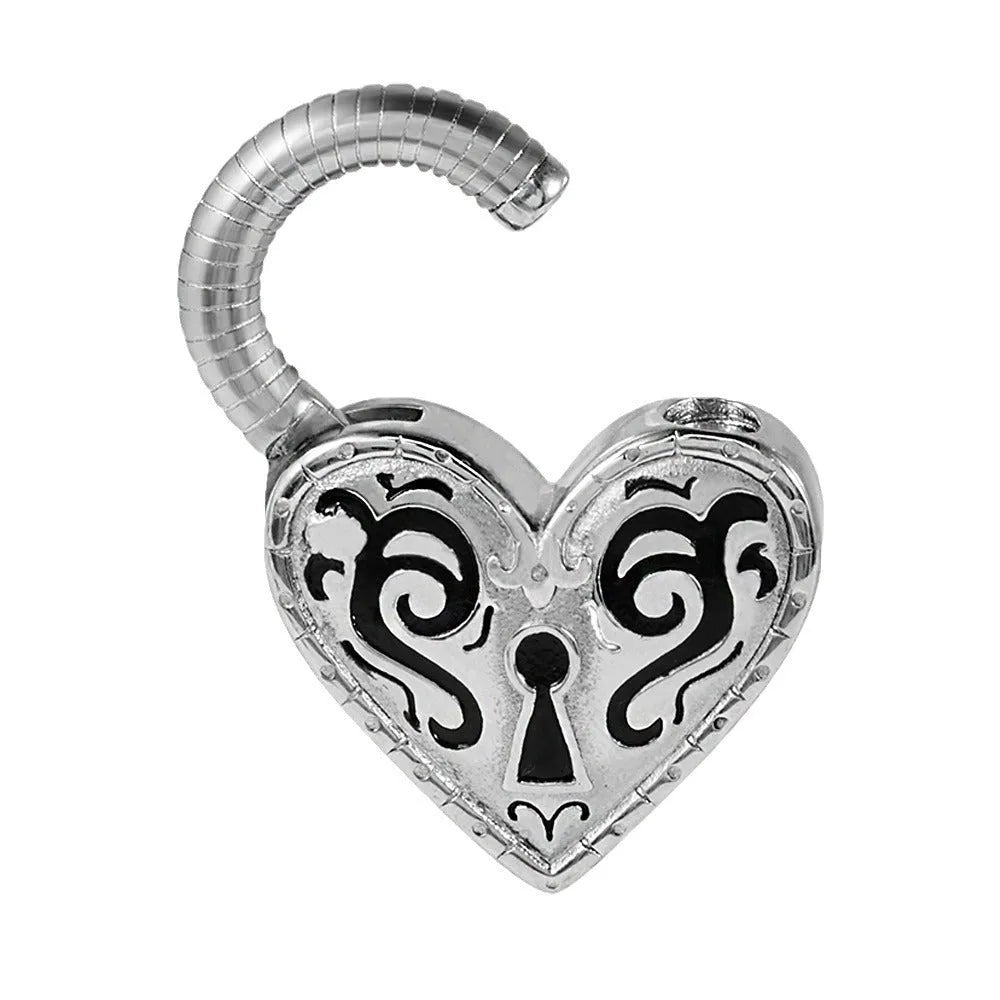 Close-up of a women's stainless steel heart-shaped earring for piercings, shown in gold and steel colour options.
