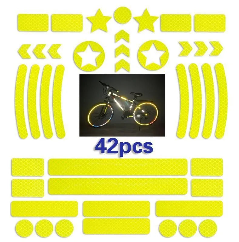 Bicycle reflective safety tape with grid pattern in multiple colours showing dimensions 11.5x21cm