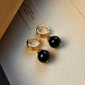 Geometric tigereye earrings with gold plating in brown and black colour options