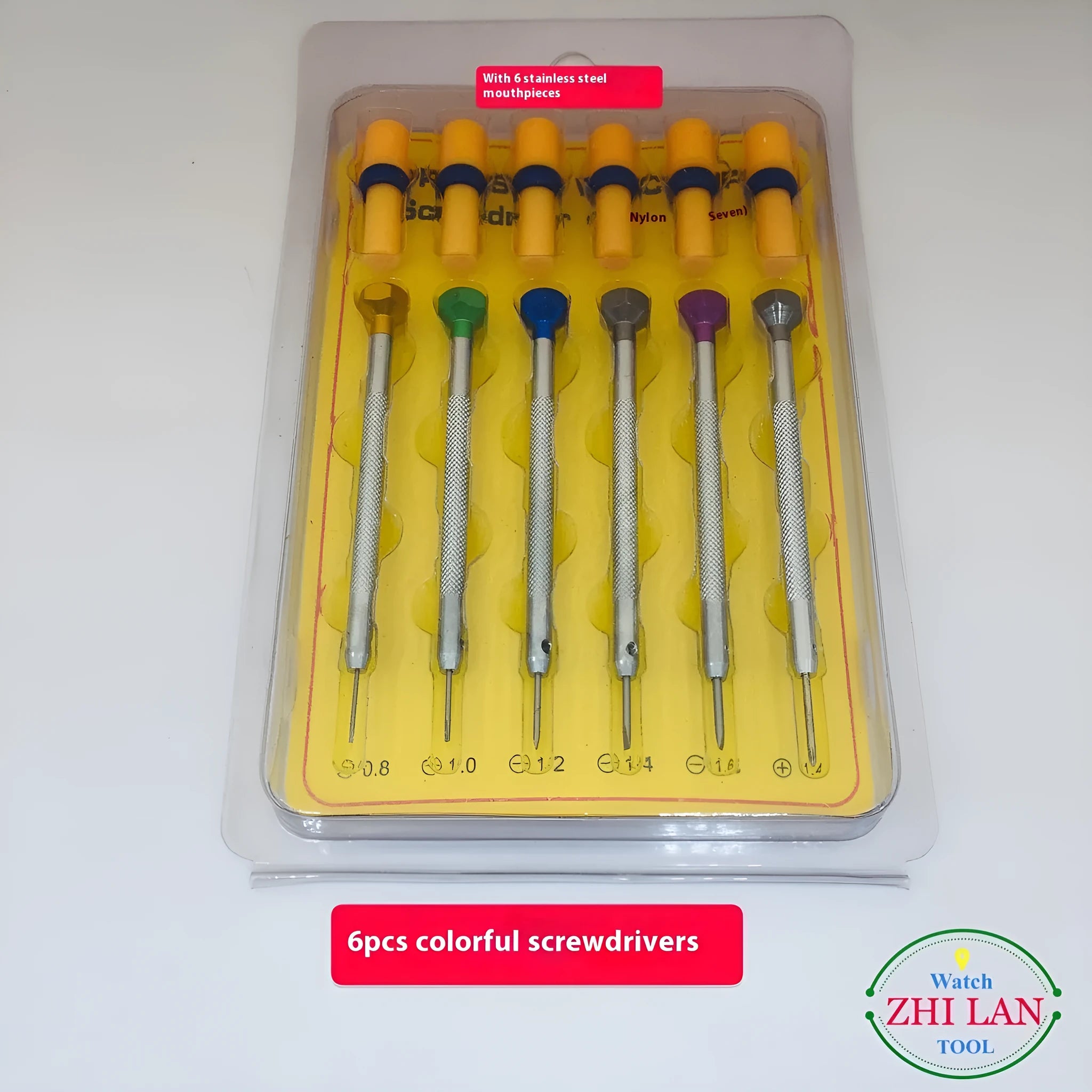 6-piece colour aluminium handle watch repair screwdriver set with magnetic cutter heads for children's watches