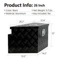 26-inch black aluminium toolbox with central carry handle for tool storage
