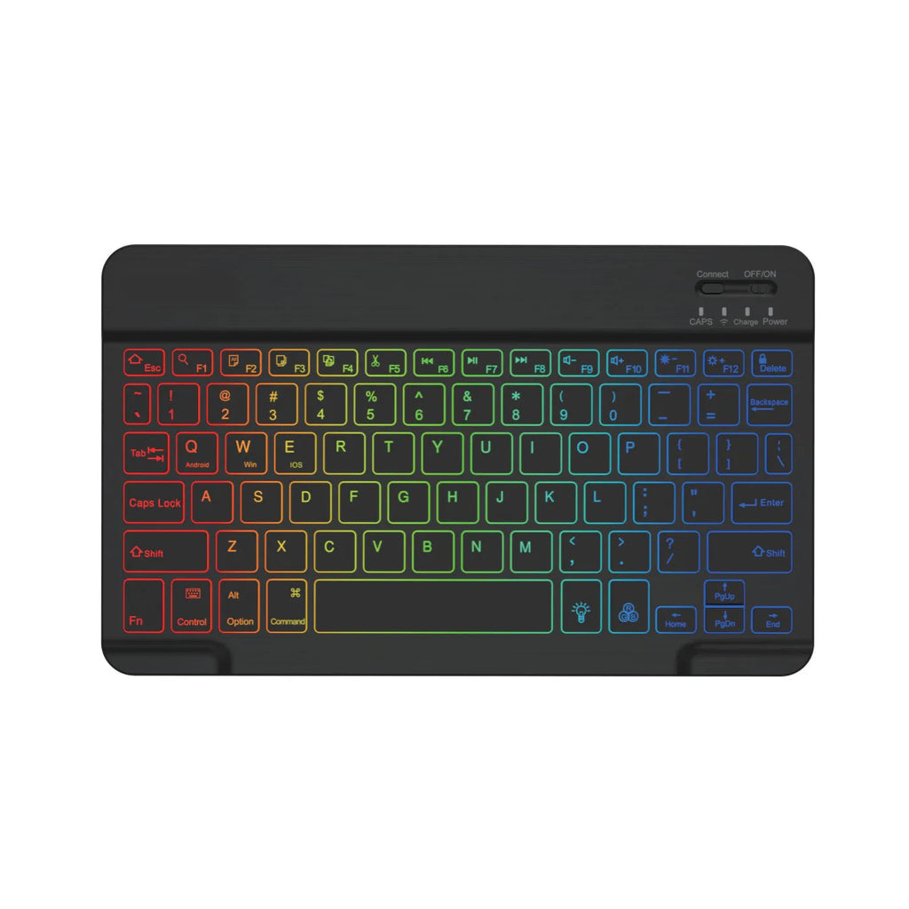 10-inch wireless Bluetooth keyboard with colourful LED backlighting for tablets and mobile phones