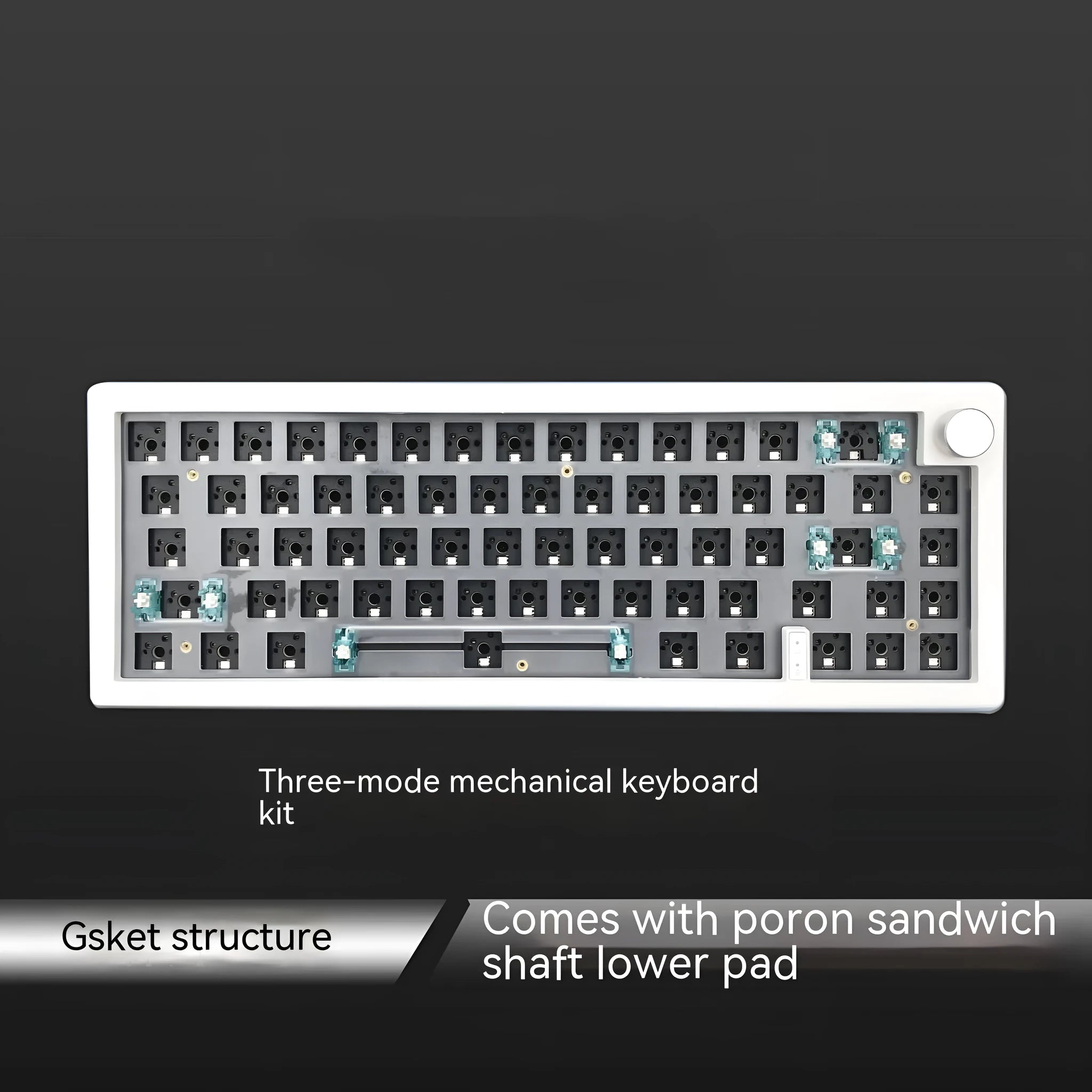 DIY mechanical keyboard kit with RGB backlighting and knob control in seven colour options