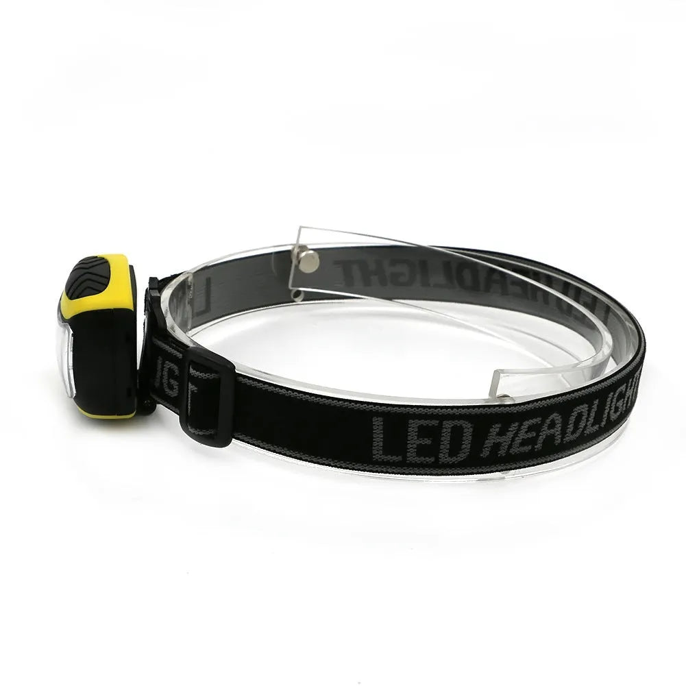 Yellow plastic three-speed headlamp with COB LED for outdoor and work use