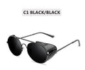 Steampunk sunglasses with metal frame and resin lenses in a colour variant