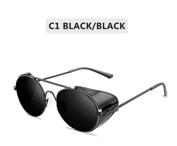 Steampunk sunglasses with metal frame and resin lenses in a colour variant