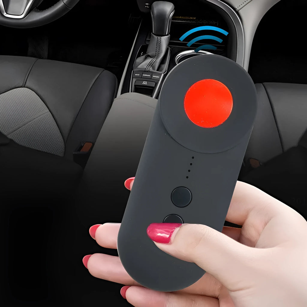 Black rectangular GPS and wifi signal detector with USB port, measuring 93.8mm long