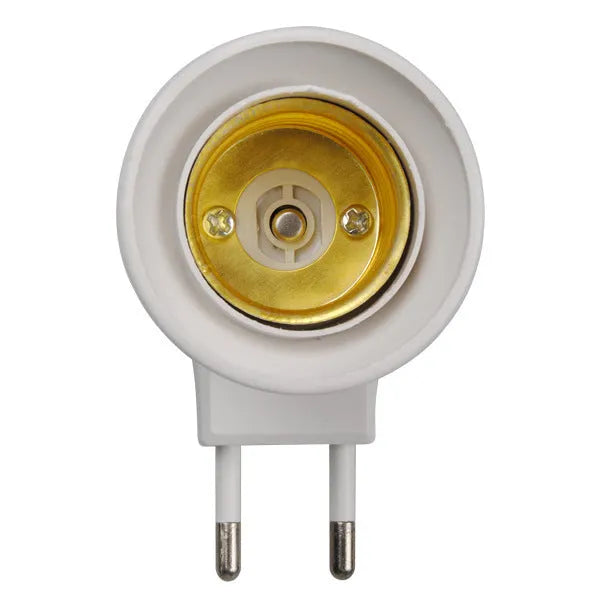 White E27 screw lamp holder adapter with switch control for wall plug-in bulb socket conversion