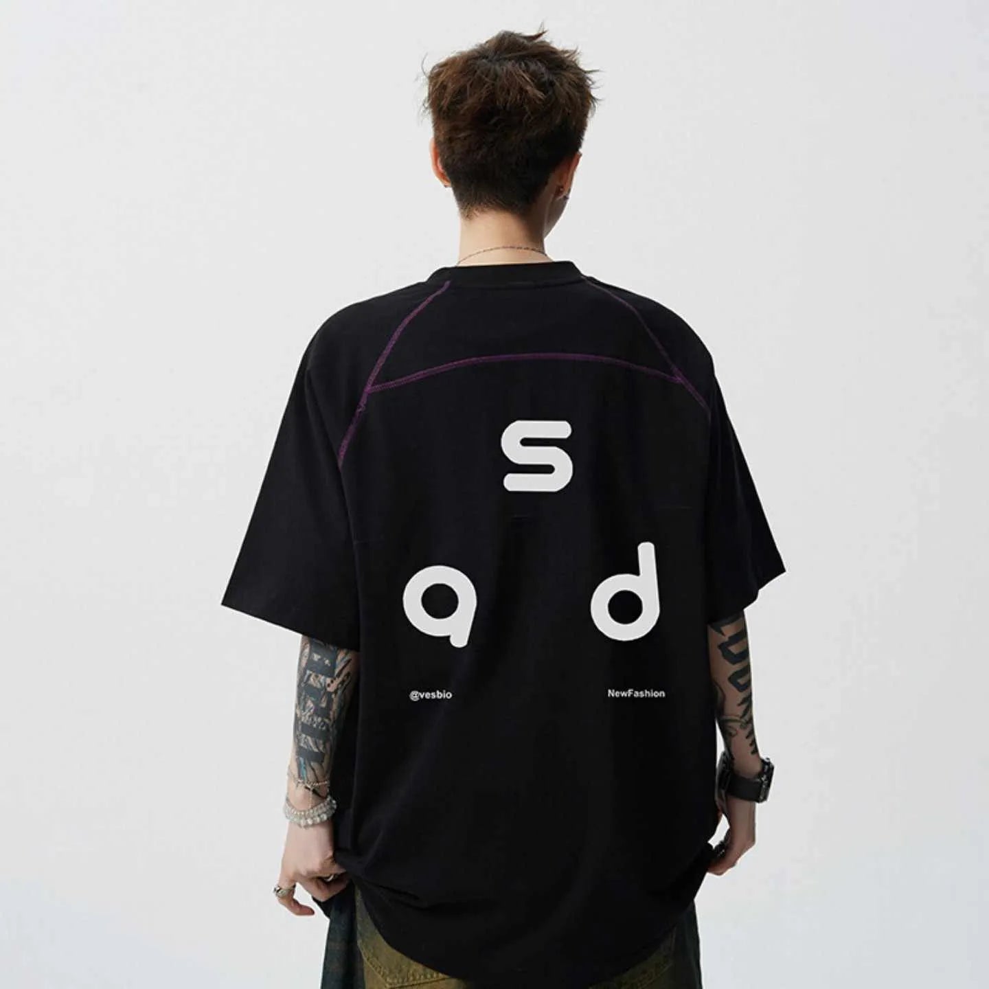 Men's cotton short sleeve t-shirt with letter print design in loose fit