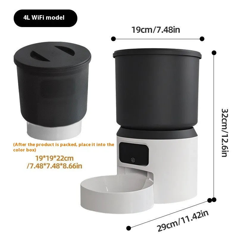 4L smart pet feeder with WiFi remote monitoring and camera options for cats and dogs