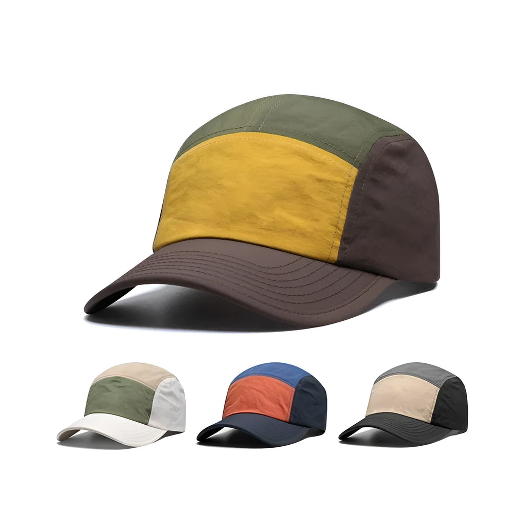 Men's baseball cap with curved brim in khaki, army green, orange or yellow quick-drying cotton polyester