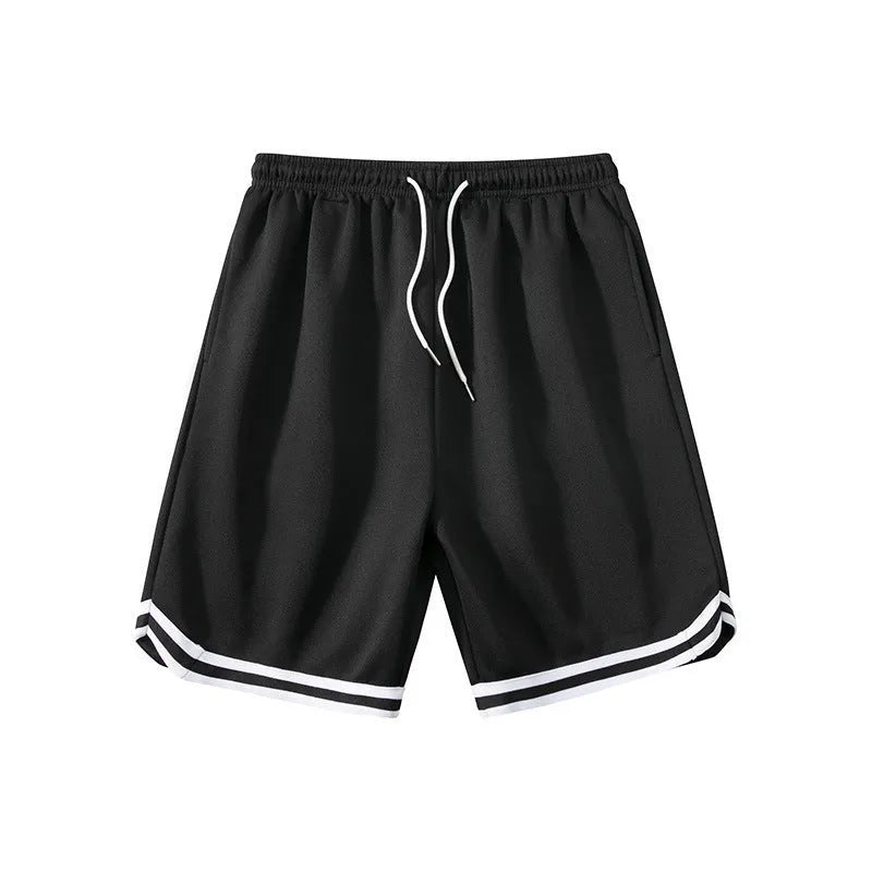 Men's loose-fit polyester sports shorts in multiple colour options with elastic waistband