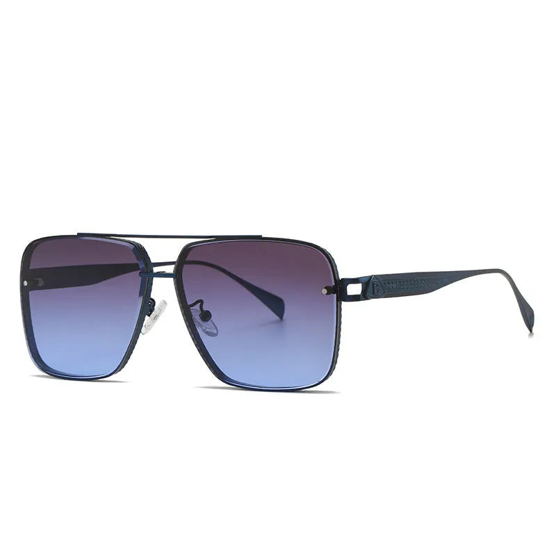 Men's casual metal frame sun glasses with gradient lenses in black frame