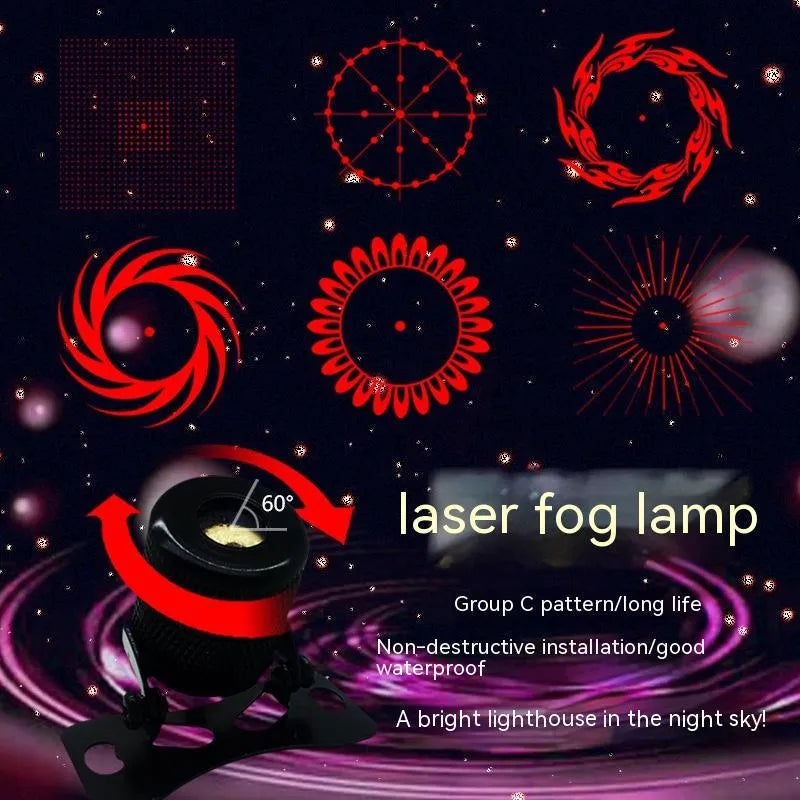 Vehicle laser fog lamp with red laser, aluminium housing, measuring 20x24x40mm