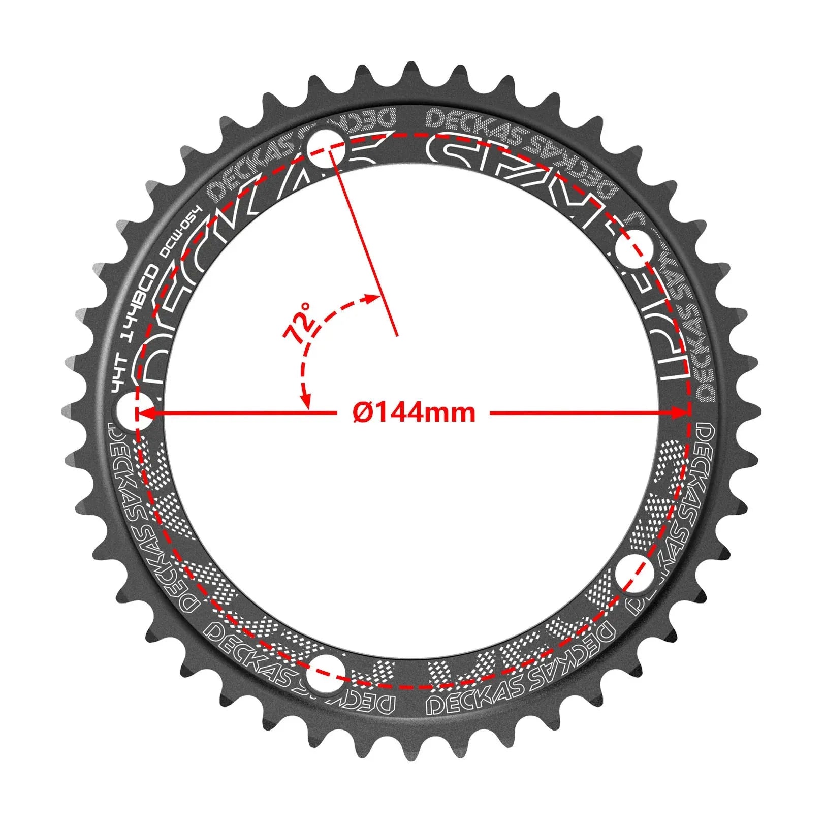 Black aluminium alloy track bicycle single disc chainring 144BCD with multiple tooth options